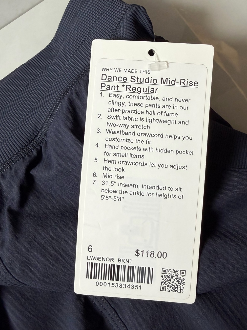 Lululemon Dance Studio Mid-Rise Pant Regular
in Black Night Size 6 - Picture 14 of 16
